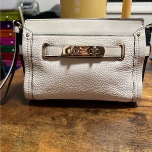 Coach Cream Leather Crossbody Bag with Gold Accents